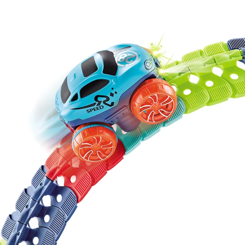 Changeable Anti-gravity Assembled Track with LED Light-Up Race Car Flexible Racing Tracks Rail Car Toys for Boys Kids Gifts 3