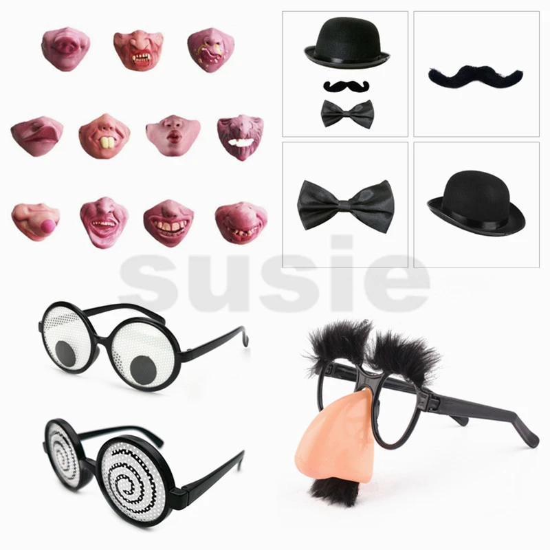 Masquerade Mask, Funny April Fool's Day Jokes Sausage Thick Big Mouth Halloween Horror Latex Mask
