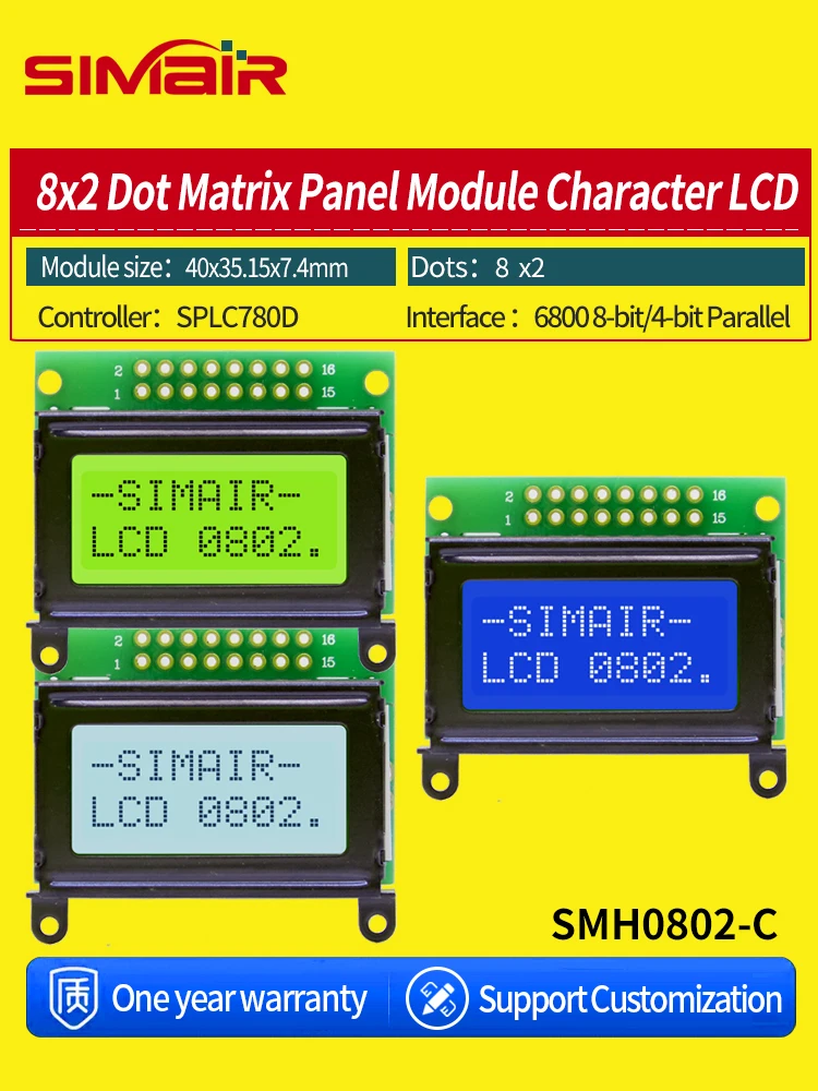 SMH0802-C 5V SPLC780D COB STN 16PIN 802 8*2 8x2 módulo de Panel de ...