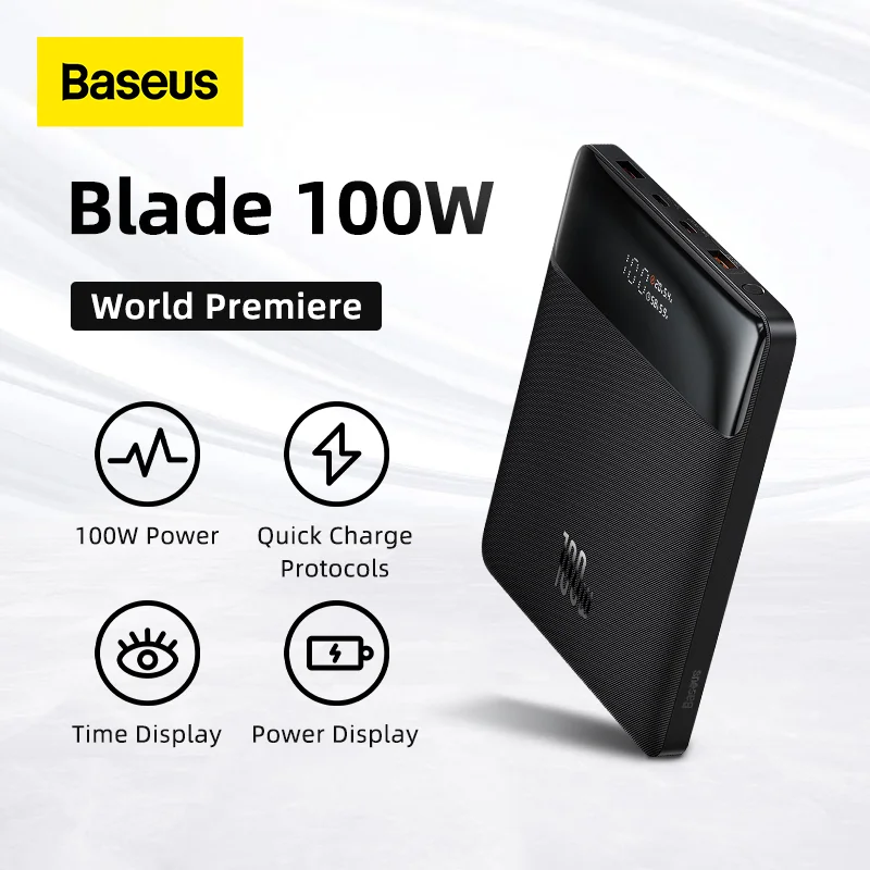 World Premiere Baseus 100w Power Bank 20000mah Type C Pd Fast Charging  Powerbank Portable External Battery Charger For Notebook - Power Bank -  AliExpress