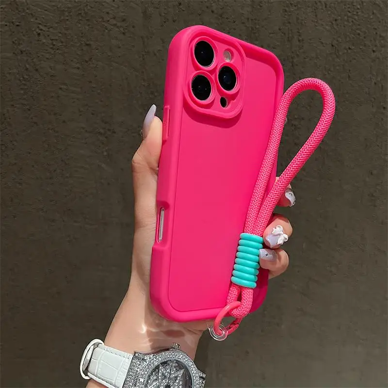 Luxury Colorful Lanyard Soft Phone Case - Shockproof Soft Cover