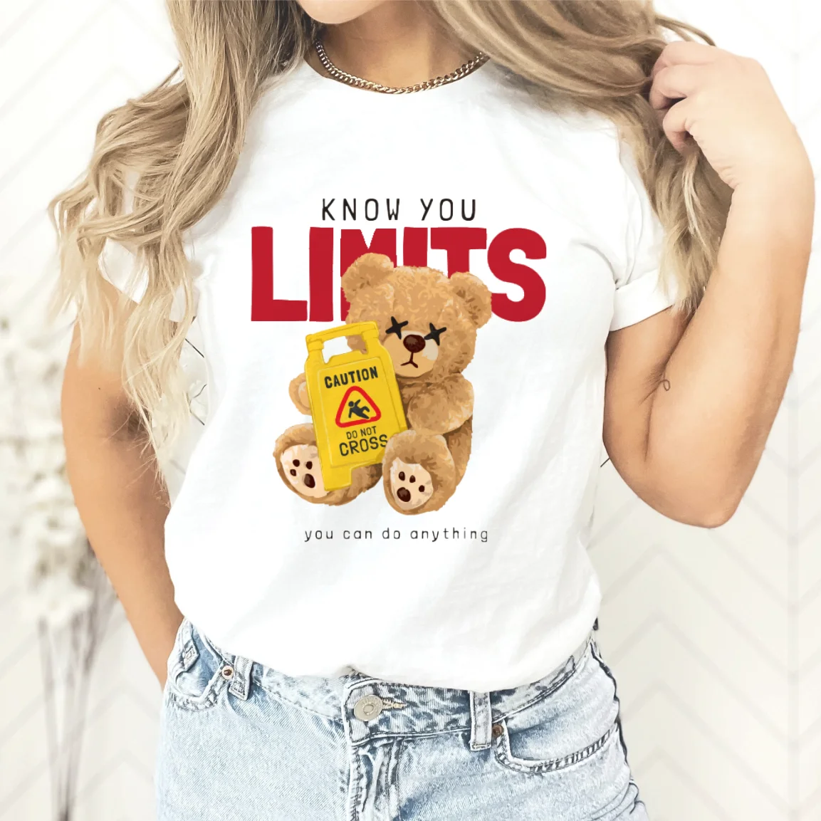 

Summer Travel Fashion Women's Short Sleeved Bear Pattern T-Shirt O-Neck Fun Cute 90s Printed T-Shirt Kawaii Basic T-Shirt Top.