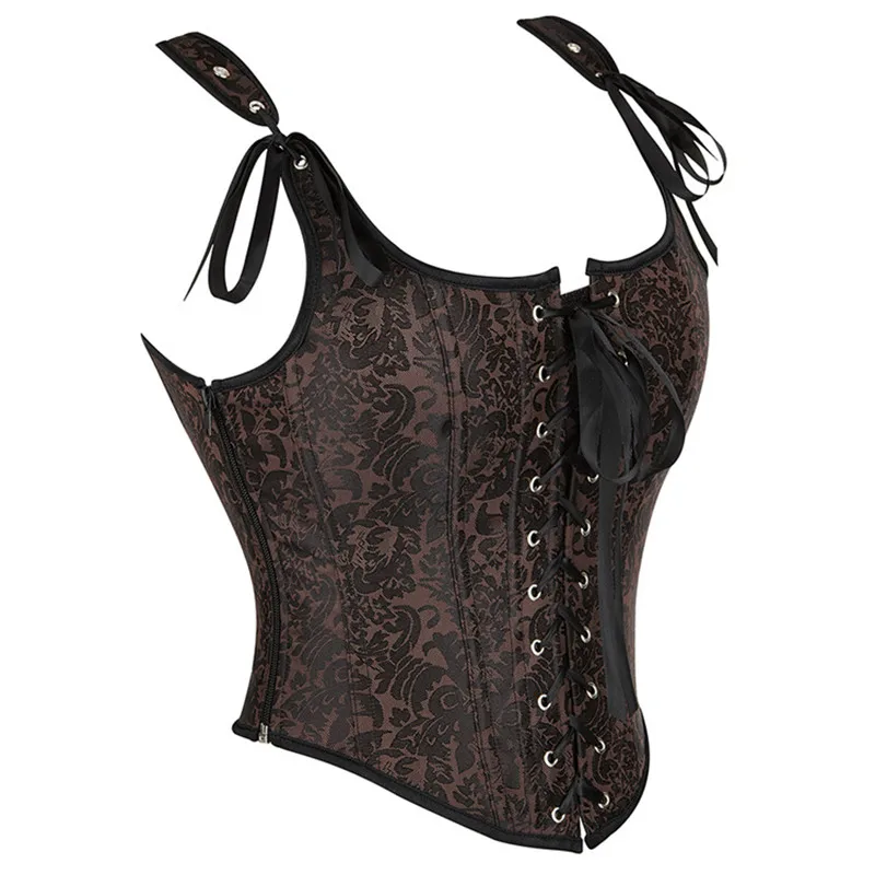 

Overbust Corsets Bustiers Top with Straps Plus Size Lace Up Corset Vest Vintage Jacquard Steampunk Women Gothic Costume