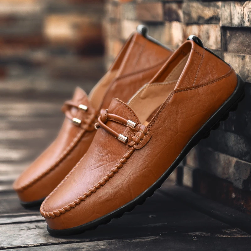 Spring Autumn Large Size 47 Men British Leather Shoes Designer Loafers Moccasins Men Soft Flats Driving Shoes Men's Formal