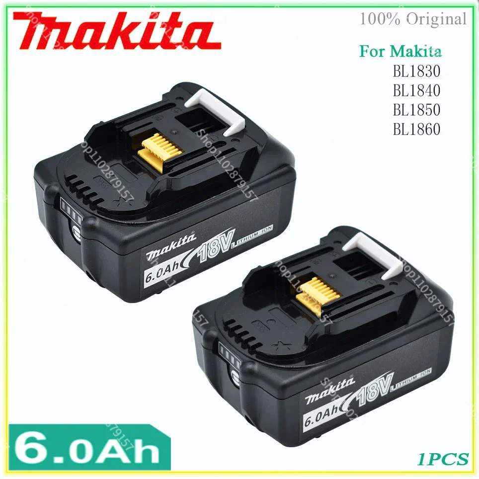 

Makita Original 18V 6000MAH 6.0AH Rechargeable Power Tool Battery LED Lithium Ion Replacement LXT BL1860B BL1860 BL1850