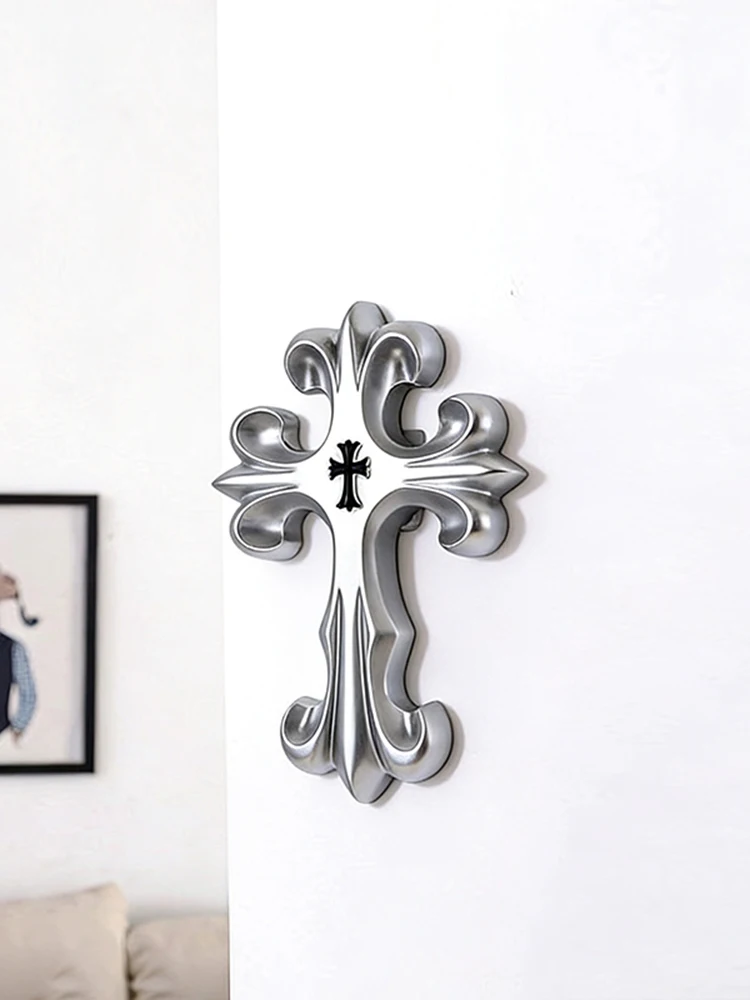 Vintage Kreuz-Ornament Retro Geschnitztes Kreuz-Dekor für Wohnzimmer Schlafzimmer Wanddekoration Geschenk – Detail 6