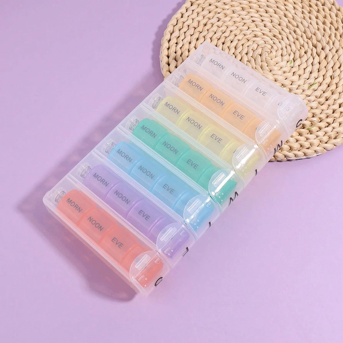 Portable 7-Day Multifunctional Pill Organizer with Spring Pop-Up Compartments