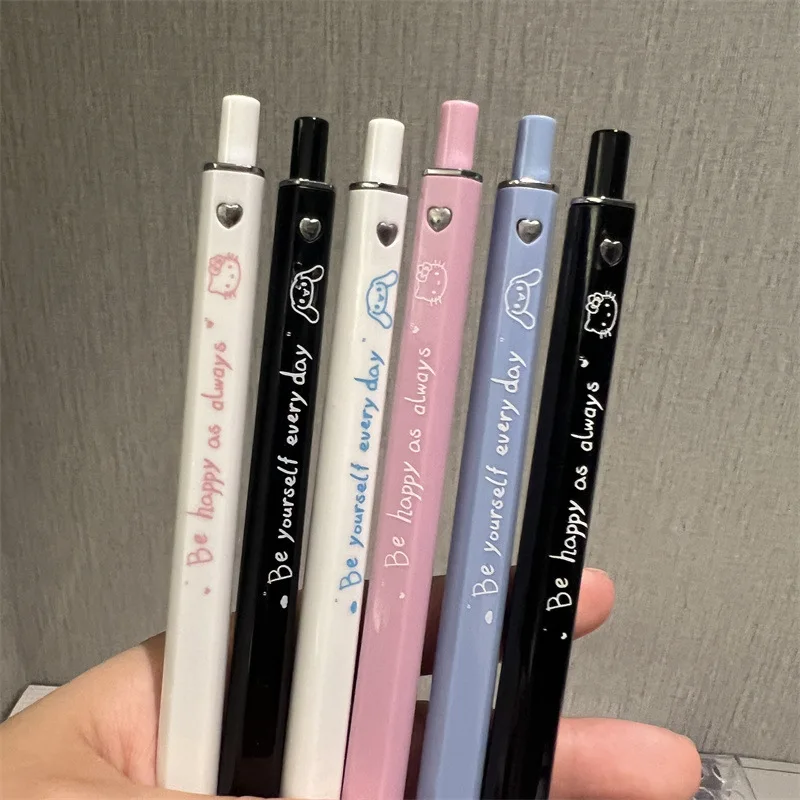 

NEW Sanrio Neutral Pen Cute Cartoon Hello Kitty Cinnamoroll Kuromi Pressing Pen Kawaii Stationery Office Supplies Holiday Gifts