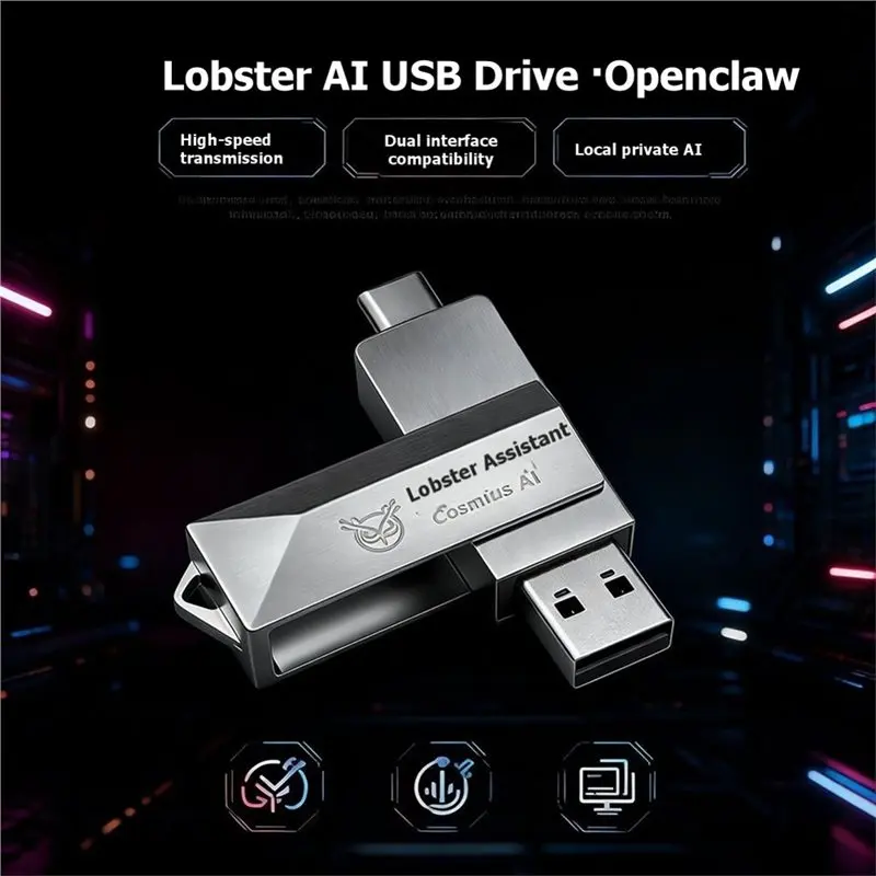 Openclaw용 AI 어시스턴트 USB 타입 C Openclaw AI 프로그래머용 Openclaw 8GB USB 플래시 드라이브 플러그 앤 플레이