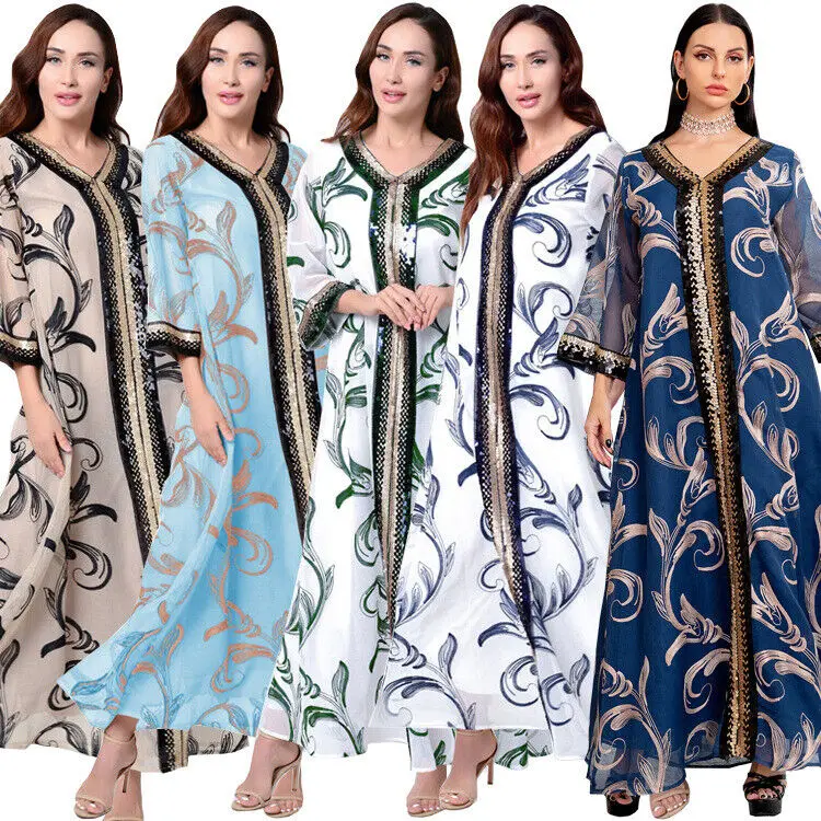 

Long Sleeve Dress Moroccan Women Muslim Dubai European and American Fashion Trend