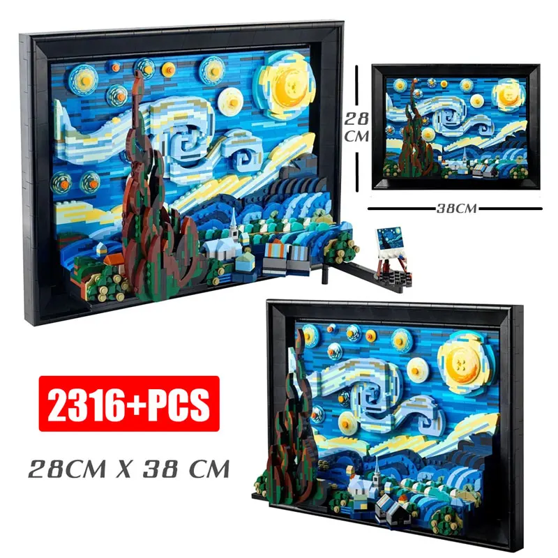 Vincent Van Gogh:the Starry Night 21333 Moc Art Painting Building