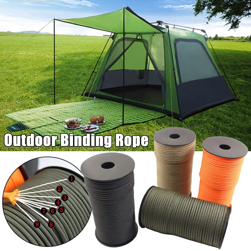 

328FT 9 Strand Core Cord 550 100M 4mm Paracord Parachute Rope Lanyard DIY Camping Tent Rope Camping Accessories