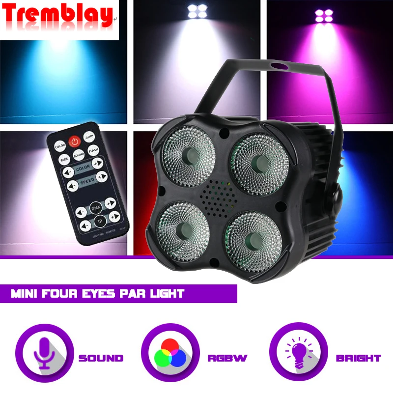 4 Eyes LED Par Can Stage Effect Lighting For DJ Disco Home Party DMX Control Sound Auto Remote Modes RGBW 4 in 1 Wash Lamp aluminum 4 eyes led par can stage effect lighting for dj disco home party dmx control sound auto remote modes rgbw 4in1 wash