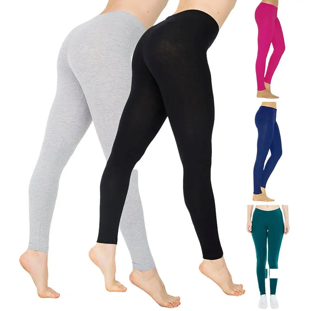 

2021 Autumn Spandex Polyester Casual Breathable Women Solid Color Stretchy High Waist Slim Tights Leggings Pencil Pants Trousers