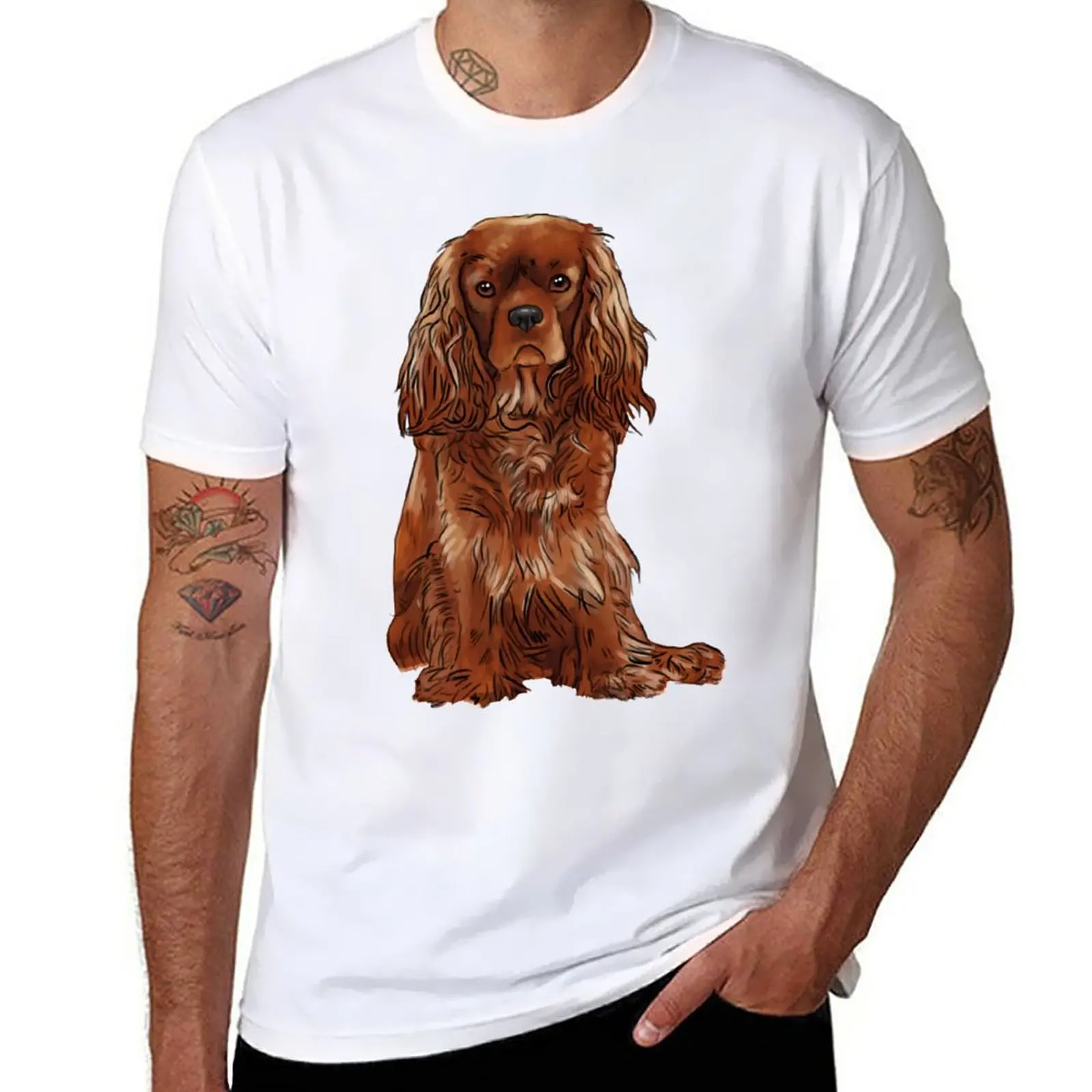 

Cavalier King Charles Spaniel - Ruby T-Shirt plain oversizeds boys animal print kawaii clothes T-shirt men