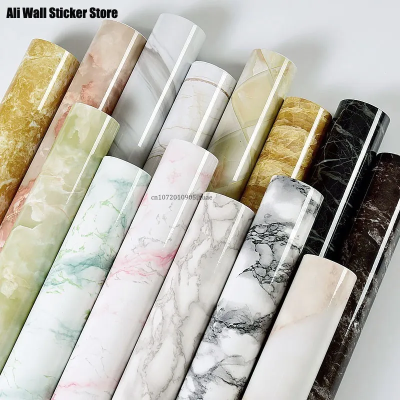 

Marble Sticker Kitchen Oil-Proof Film Stove Waterproof Moisture-Proof Self-Adhesive Wallpaper Countertop Cabinet Renovation Tile