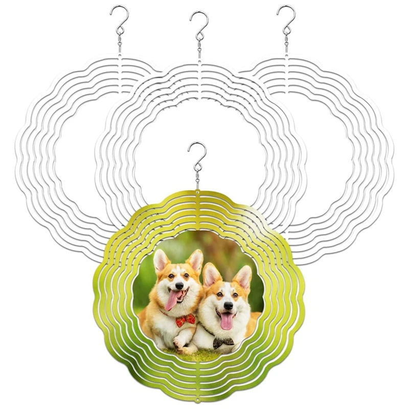 

4Pack 8 Inch Sublimation Wind Spinner Blanks 3D Wind Spinners Hanging Wind Spinner For Indoor Outdoor Garden Decoration