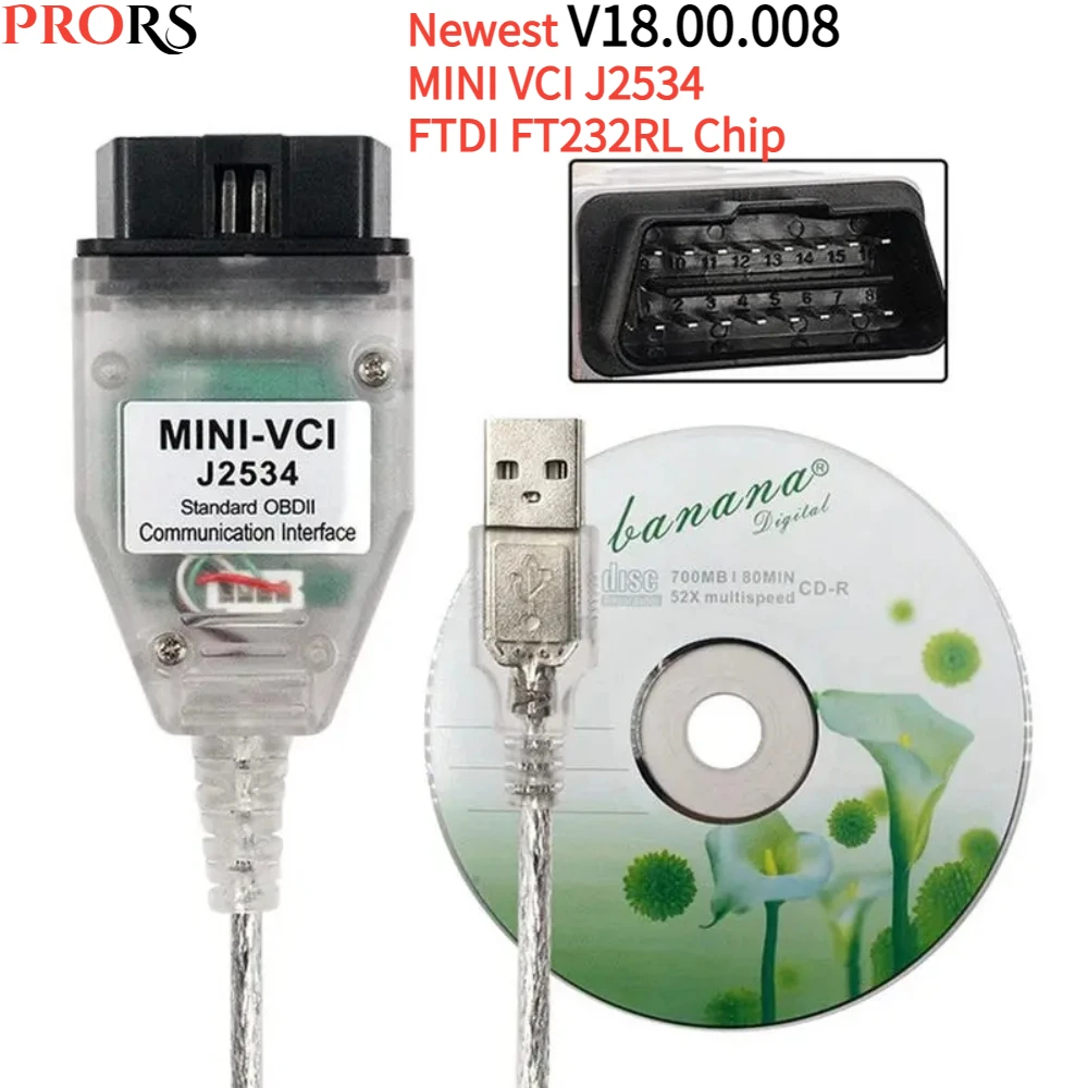 Mini Vci V18.00.008 Tis Techstream Per Toyota Minivci Ftdi Per J2534 Strumento Scanner Automatico Obd 2 Connettori Per Cavi Diagnostici Obd2
