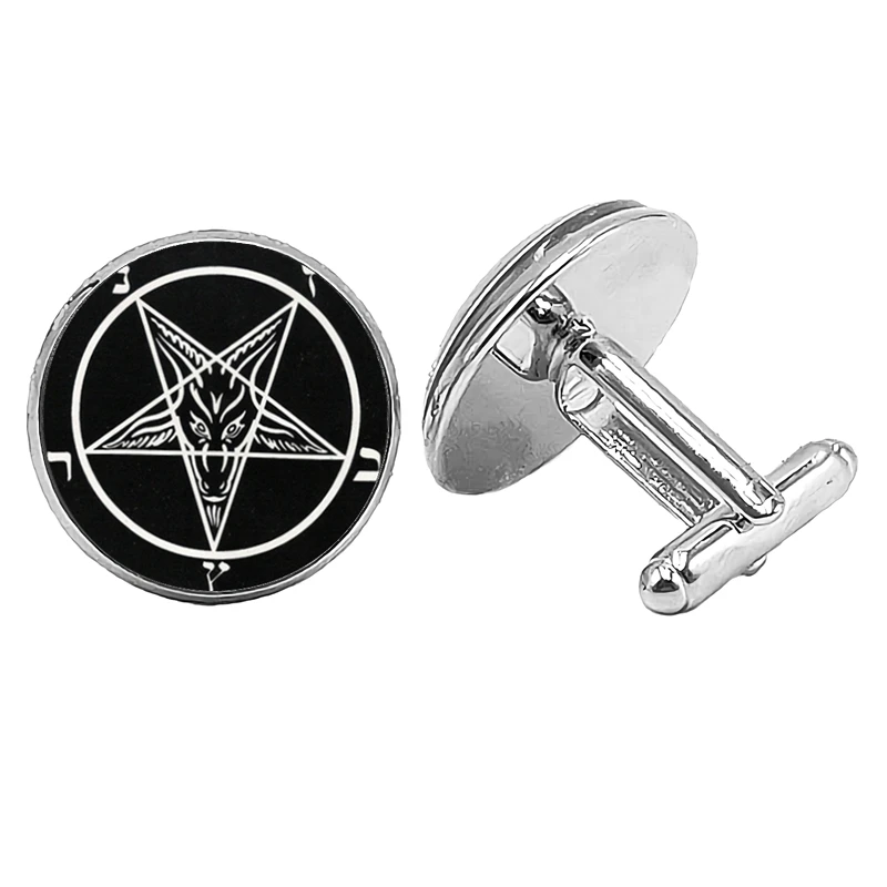 

New Five-pointed Star Science Fiction Cow Head Cufflinks Punk Wind Glass Convex Round Men's Cufflinks To Send Men's Gift Jewelry