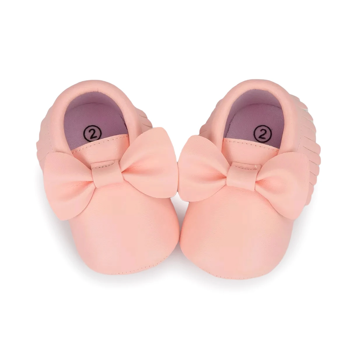 KIDSUN Baby Girl Princess Pink Shoes Bow-Knot Pu Solid Color Soft Sole Flat Toddler First Walker Gift Infant Crib Shoes 0-18M 2