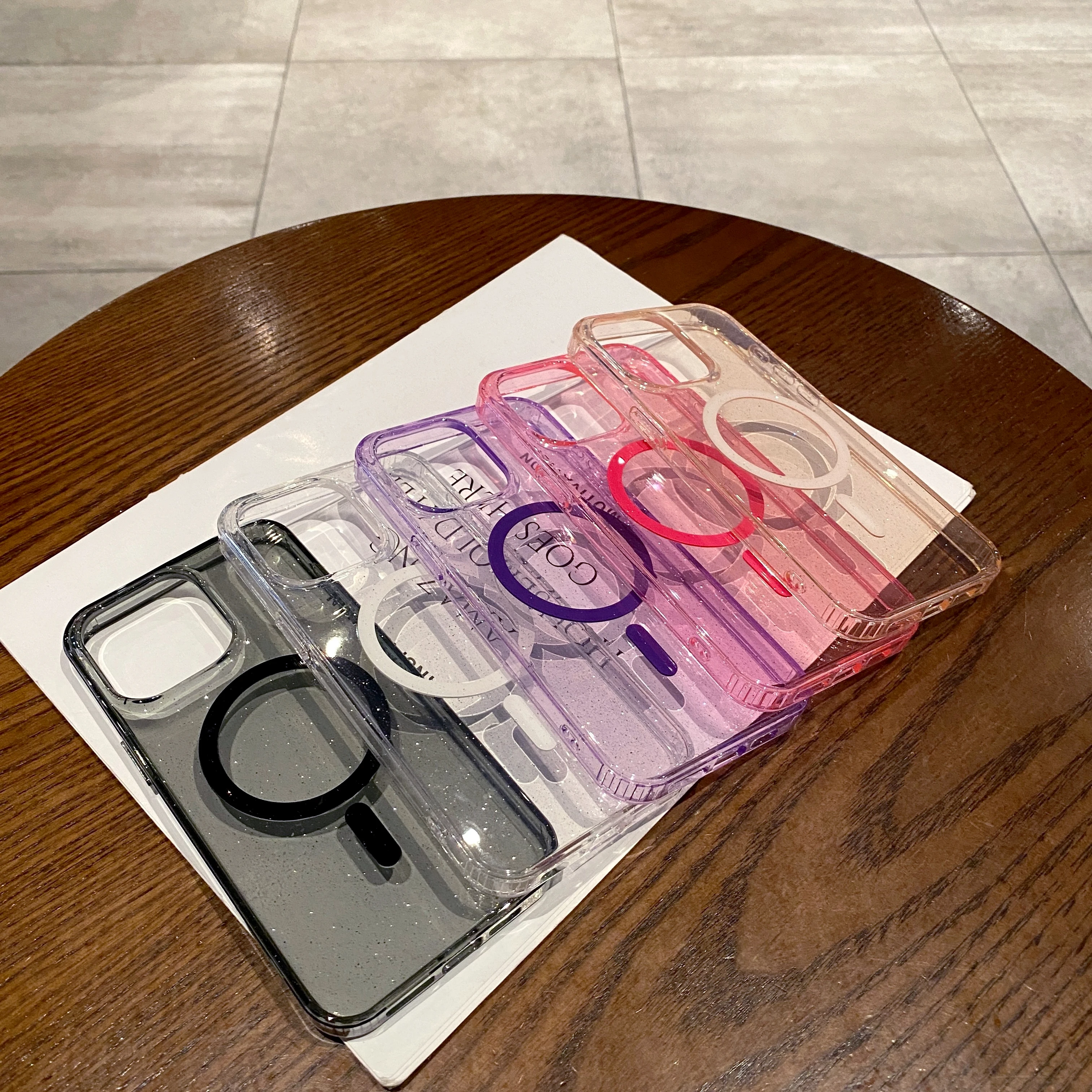 Luxury Bling Glitter Magnetic Wireless Charging Case - Clear Hard Acrylic Cover