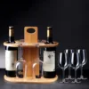 Wooden Red Wine Rack Ornaments Bamboo High Legged Glass Inverted Cup Rack Outdoor Portable Hanging Wine Glass Rack 4