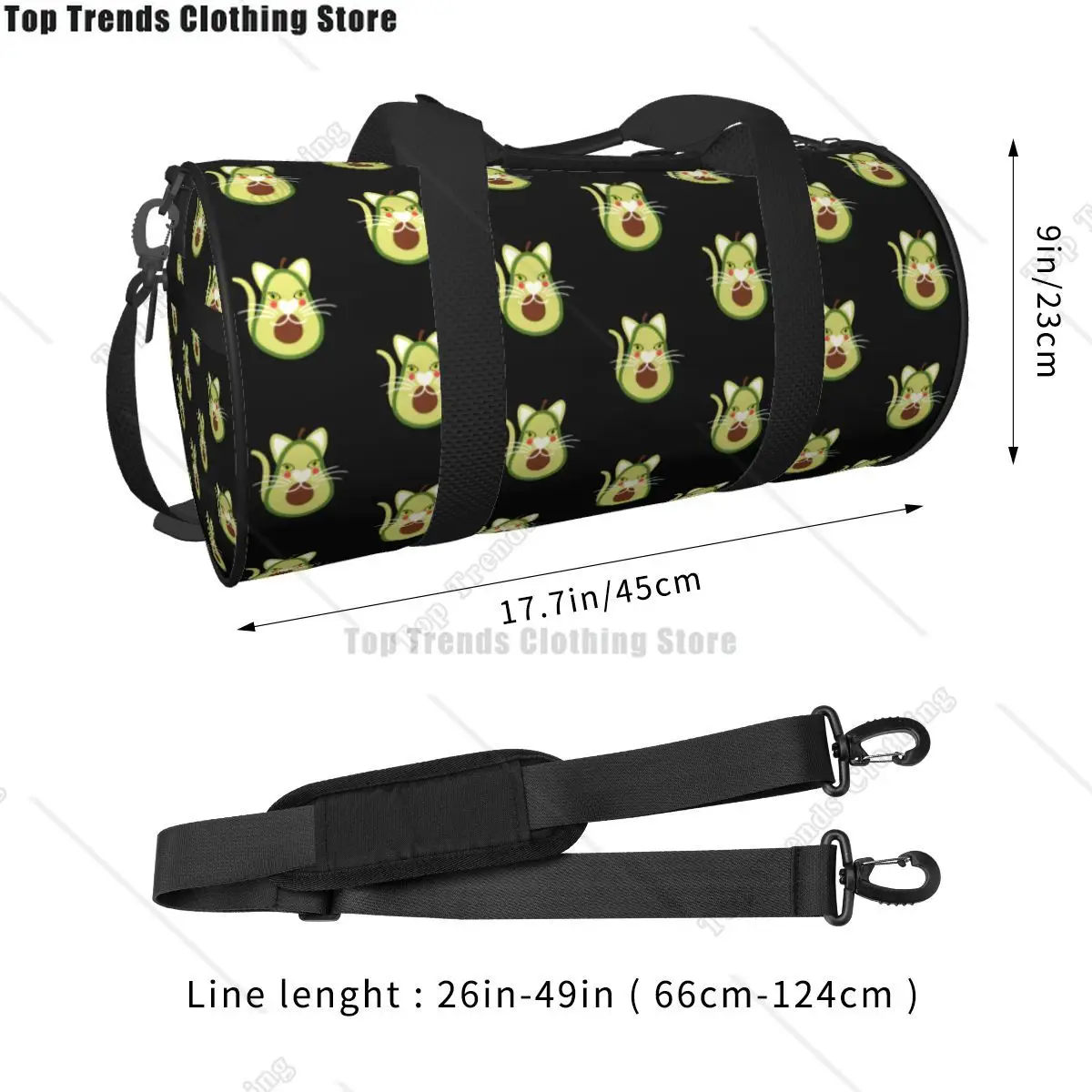 Funny Avocado Cat Gym Bag Animal Travel Training Sports Bags Men Pattern with Shoes Vintage Fitness Bag Outdoor Handbags 2