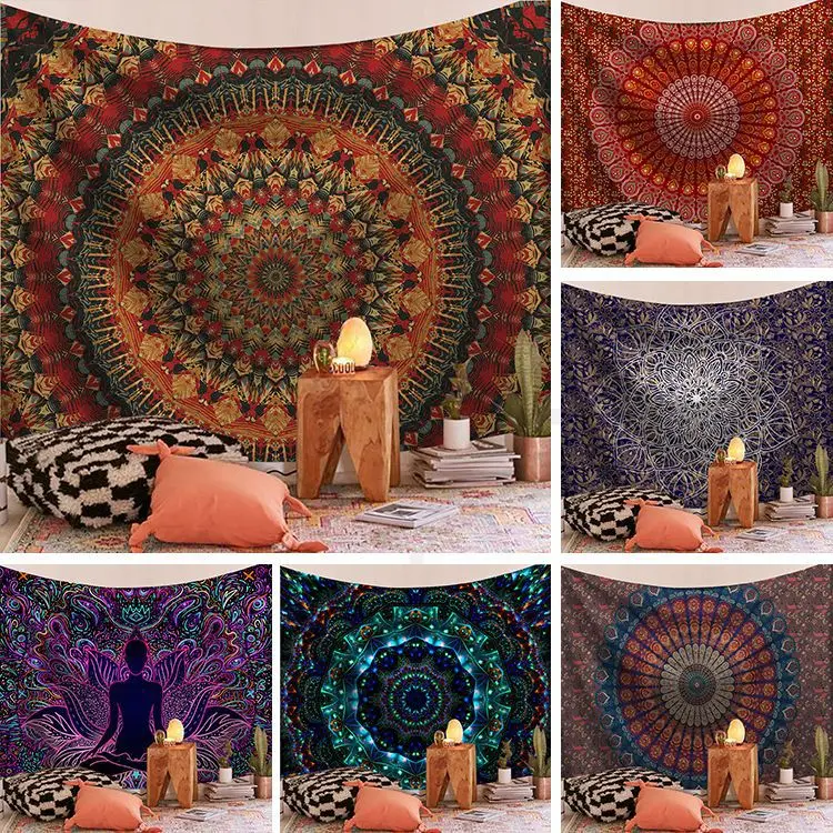 Indian mandala tapestry wall hanging throw rug blanket camping tent travel mattress
