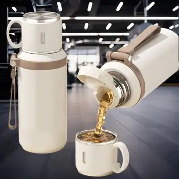 600ml Stainless Steel Coffee Cup Travel Thermal Mug Leak-Proof Thermos Bottle Tea Coffee Mug Office Business Style Thermos 1