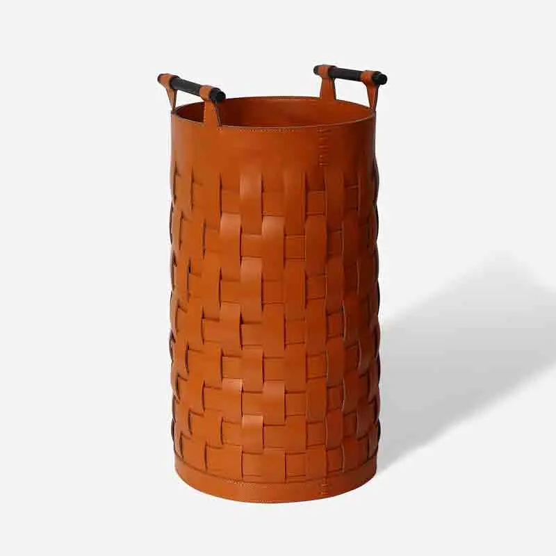 Momo - Checker Woven Leather Storage Basket – A Bit Sleepy. Homedecor