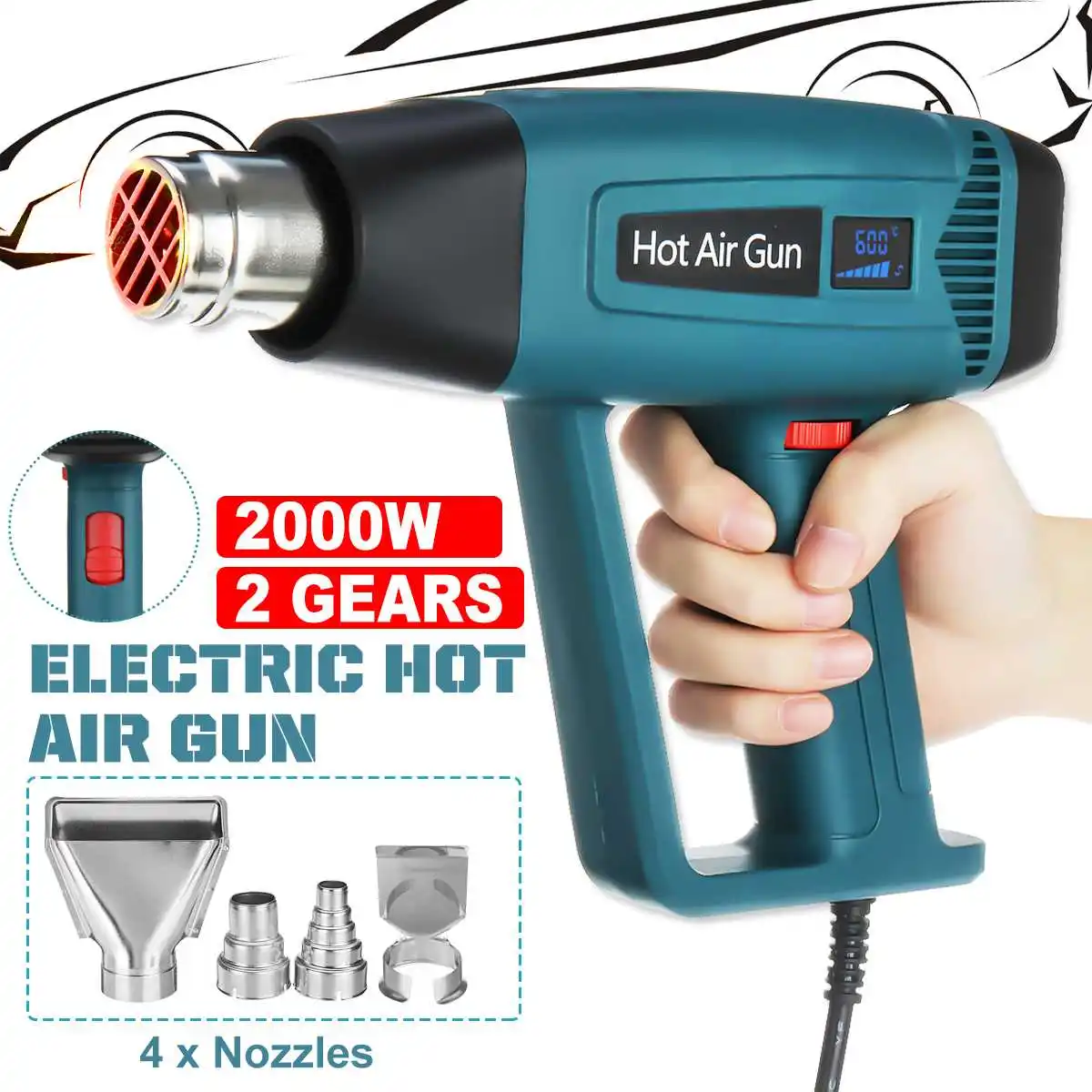 2000W LED Hot Air Gun Kit Large Handle Digital display Variable
