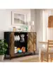 SIHANM Sideboard Buffet Cabinet with Storage - 3 Doors Black Storage Cabinet with Drawers Freestanding Accent Cabinet wi 2