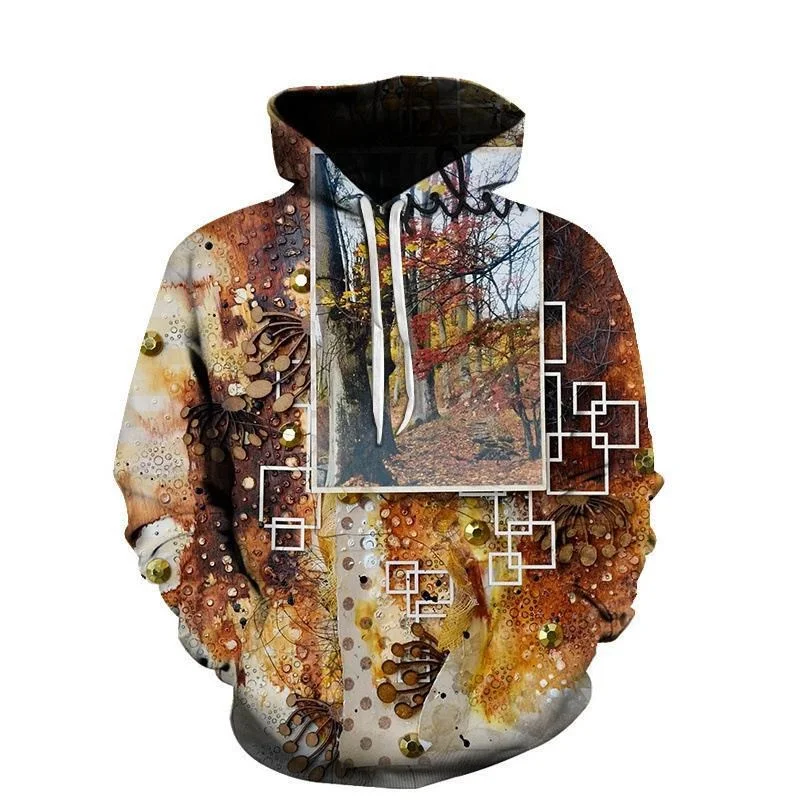 thumbnail image 1 of Sudadera con capucha con estampado 3D de álbum de fotos para hombre, sudadera con estampado de flores y hojas, sudadera informal, sudadera holgada, camisetas de manga larga, 1 of 4