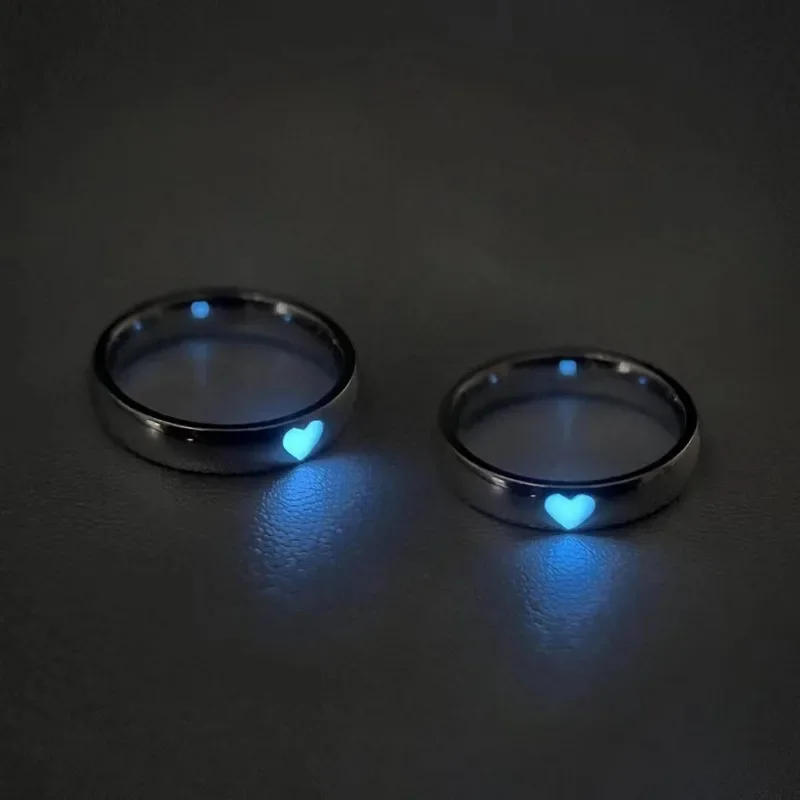 Couples Luminous Love Heart Adjustable Finger Rings Glow In Dark Jewelry Lover Gift couple rings fashion rings fashion ring finger rings