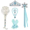 Elsa Princess Accessories Gloves Wand Crown Jewelry Set Elsa Wig Necklace Braid for Princess Dress Clothing Cosplay Dress UP