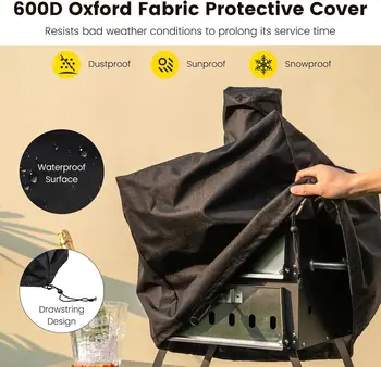 Outdoor Pizza Oven Wood Fired 2-Layer Pizza Maker with Pizza Stone Pizza Peel Removable Cooking Rack Waterproof Cover Folding Le 3