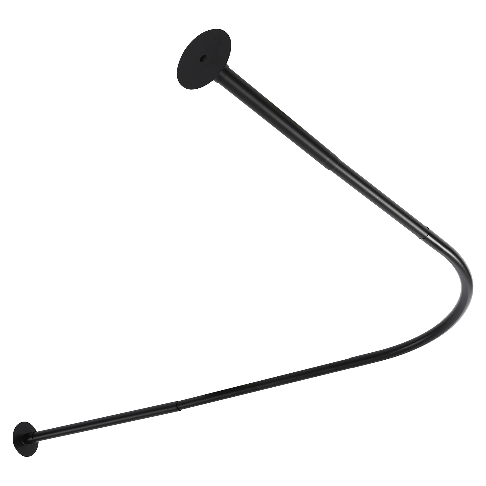 L-förmige Duschvorhangstange, Schwarze Verstellbare Duschvorhang-Winkelstange, Wandmontierte Duschstange für Badezimmer und Badewanne – Detail 1