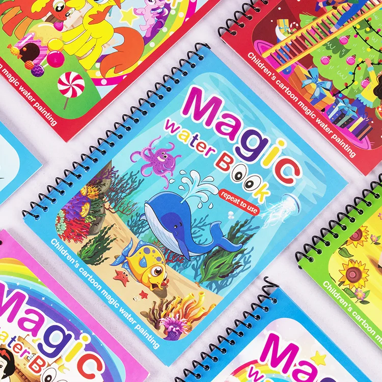 

Hot Sales Reusable Coloring Book Magic Water Picture Drawing Book Sensory Early Education for Kids Birthday Children's Day Gift
