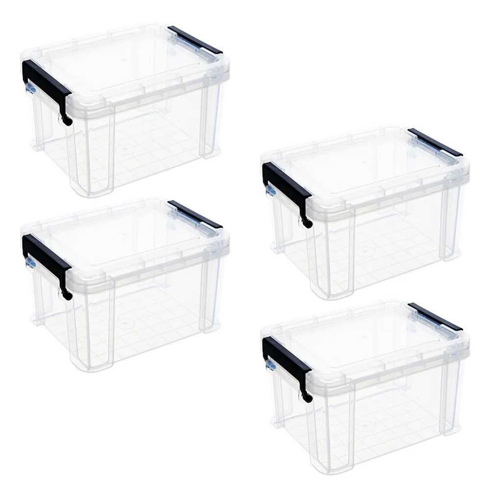 

4Pcs Storage Box Clear Storage Holder Beads Storage Containers with Latches for Furniture Makeup Clip Small Itemsholder