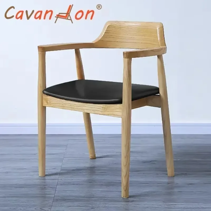 Dining Chair Cafe Wood Chair Accent Armchair Dining Table Chair Kitchen Meeting Negotiation Furniture
