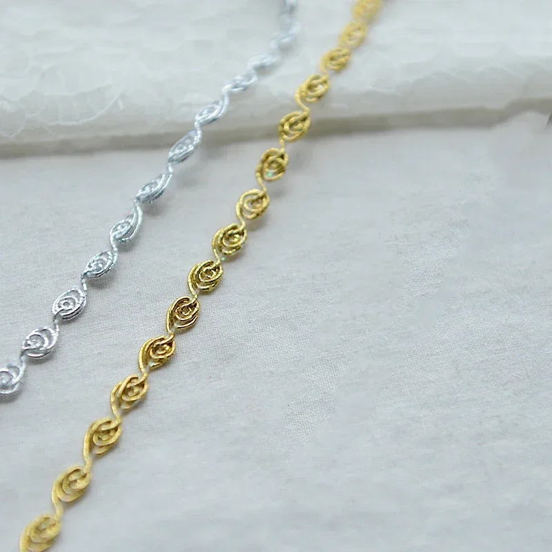 5M 실버 골드 리본 스레드 원형 레이스 트림 레이스 패브릭 바느질 지네 땋은 레이스 웨딩 공예 DIY 의류 액세서리