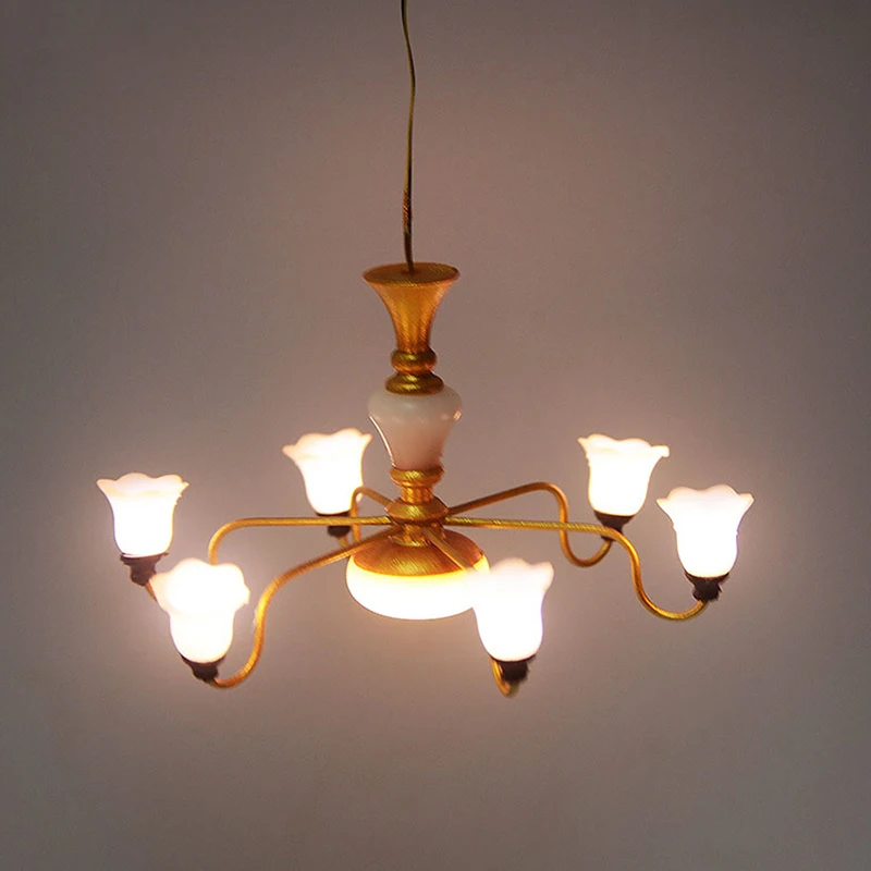 LED Ceiling Lamp Dollhouse Furniture Chandelier Light Sand Table DIY Material Miniature Accessories Kid Toy 2
