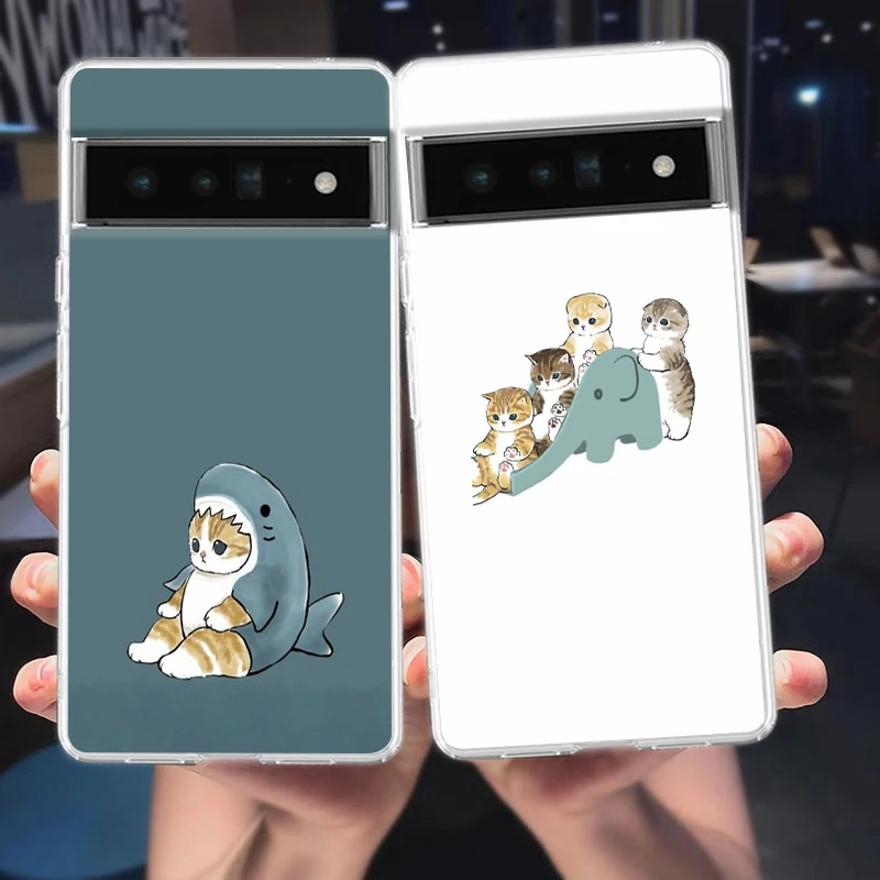 Adorable Cat-Themed Shockproof Transparent Silicone Phone Case Cover