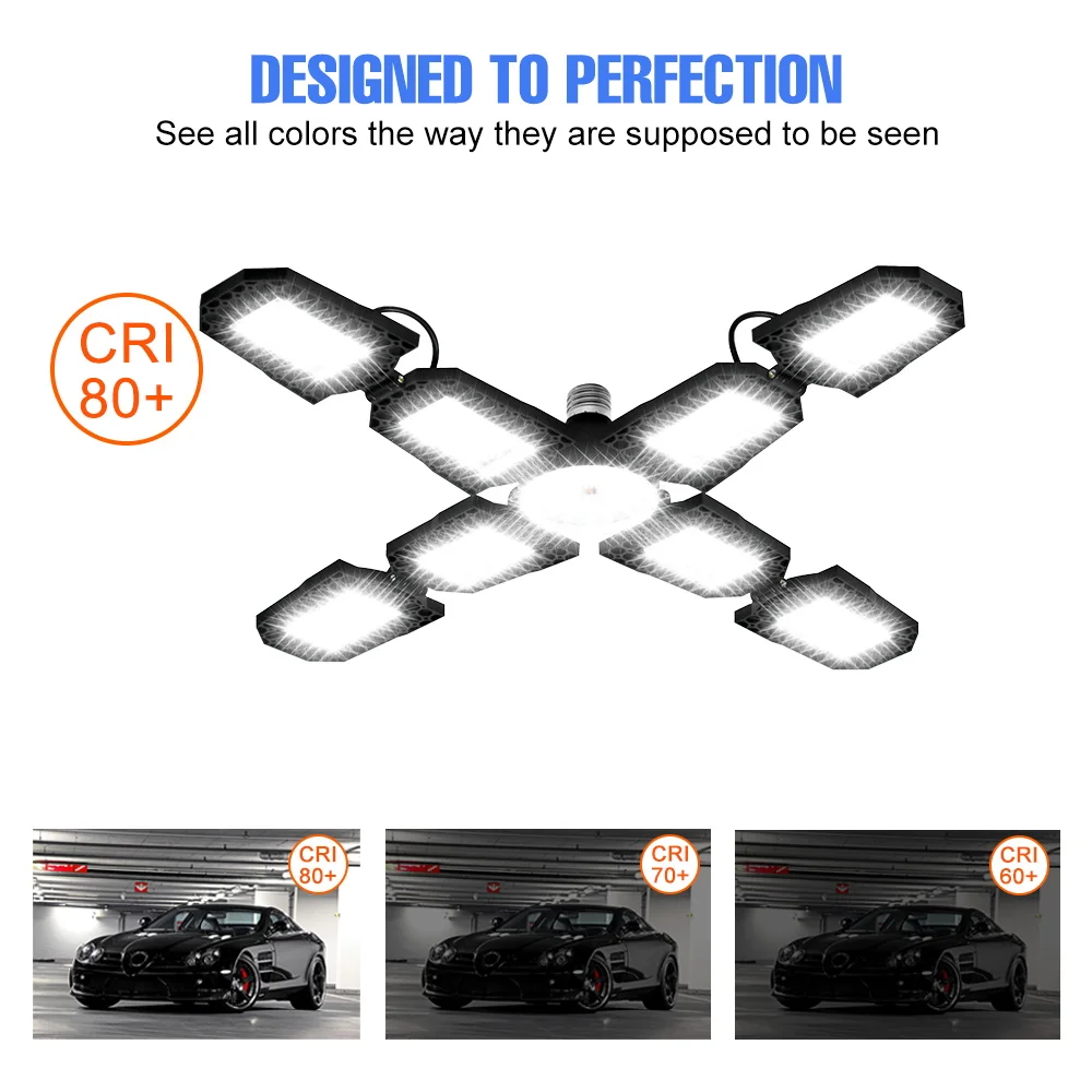 300W LED 전구 E27/E26 차고 램프 AC 220V 스포트라이트 변형 가능한 접이식 천장 조명 110V 가정용 창고 경기장 작업장용