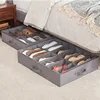 12 Grids Underbed Storage Box Shoes Dustproof Organiser Transparent Folding Storage Boxes Fabric Compartment Storage Shoe Box 4