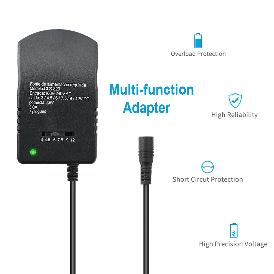 Universal Multi-Voltage Adjustable Power Supply Charger - 30W