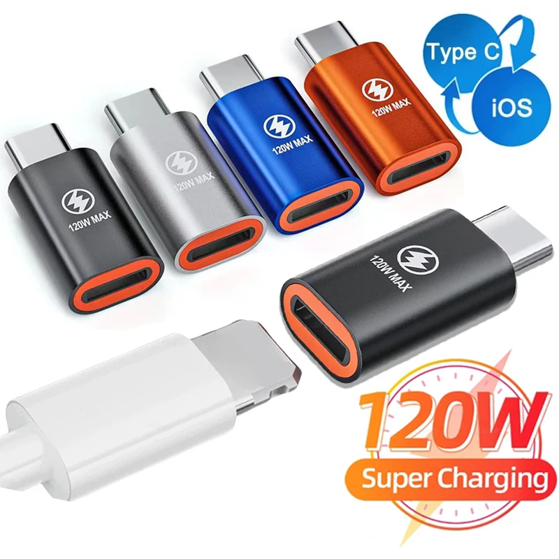 1-3Pcs Type C Adapter PD 120W IOS Lightniing Female To USB C Male Fast Charging Converter For iPhone 15 14 13 iPad Pro Samsung, usb to type c adapter,type c adapter,charging adapter cable kit,charging cable adapter,lightning to usb c adapter,ios to type c adapter