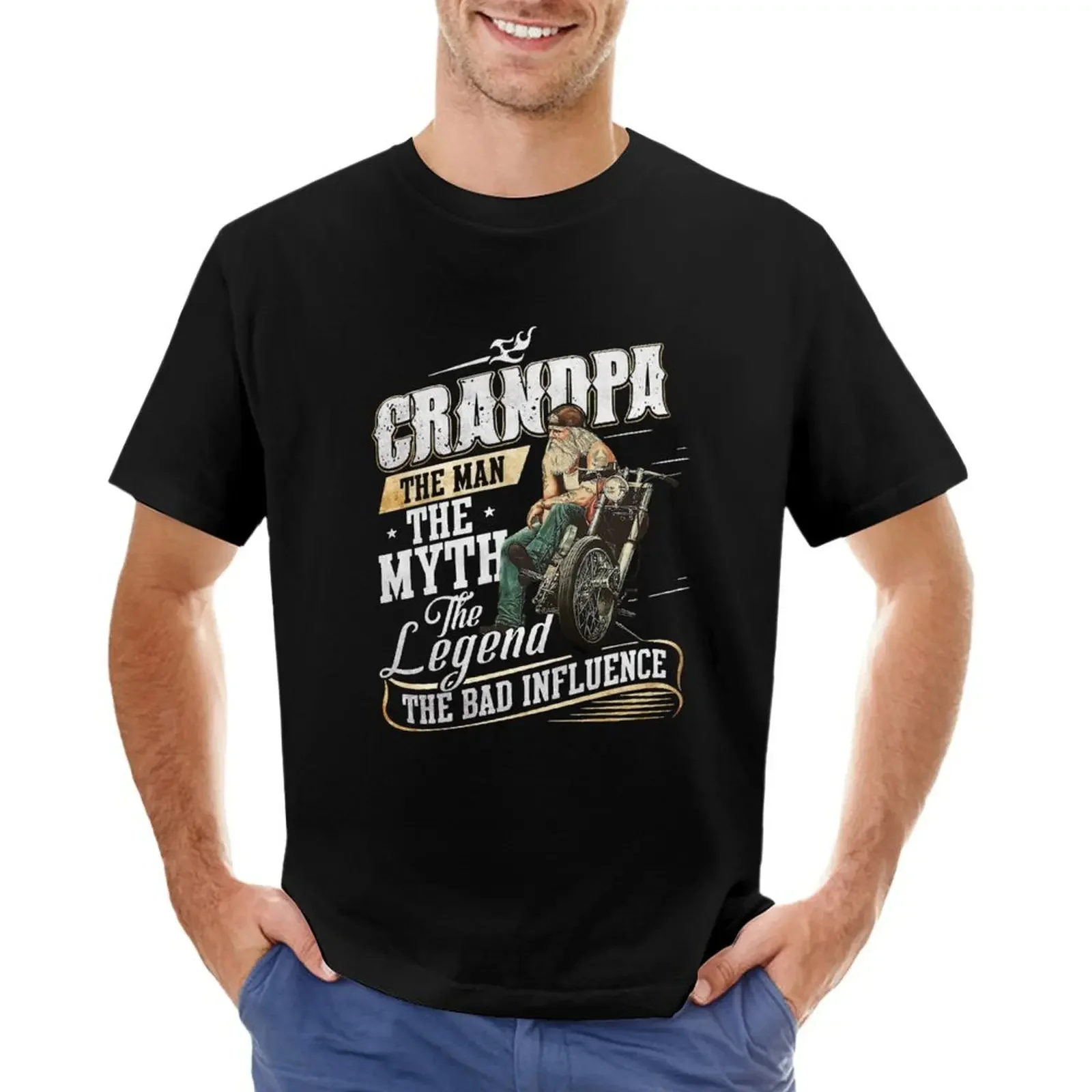 

Grandpa the man the myth the legend bad influence shirts Gift for him Father's day shirt Biker Dad T-shirt