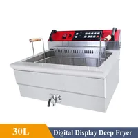220V 30L Commercial Electric Fryer Potato Tower Machine French Fries Fritters Deep Fryer Frying Machine With Oil Drain Faucet 1