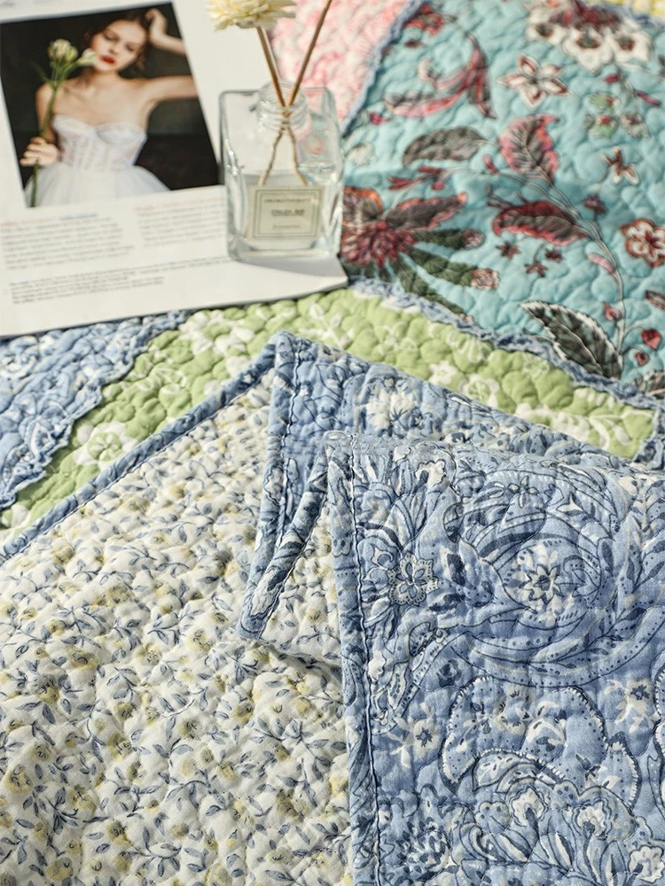 Floral Print Cotton Quilt Bedspread The Applique Duvet Quilted Blanket European Coverlet Plaid Cubrecam Bed Cover Colchas - AliExpress